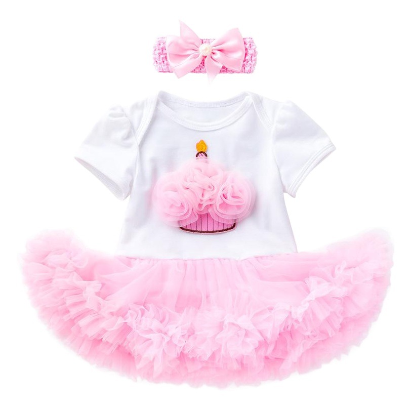 Newborn Clothes Wrap Fart Clothes Children's Dress Baby's Birthday Dress Short-sleeved Dress Two-piece Set Baby Girl's Dress