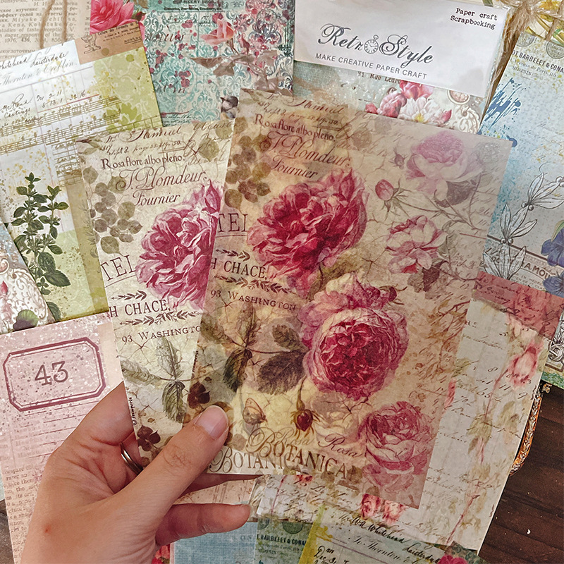 Picture of Retro style material paper DIY album scrapbook Journal material paper card material background paper RZ3103