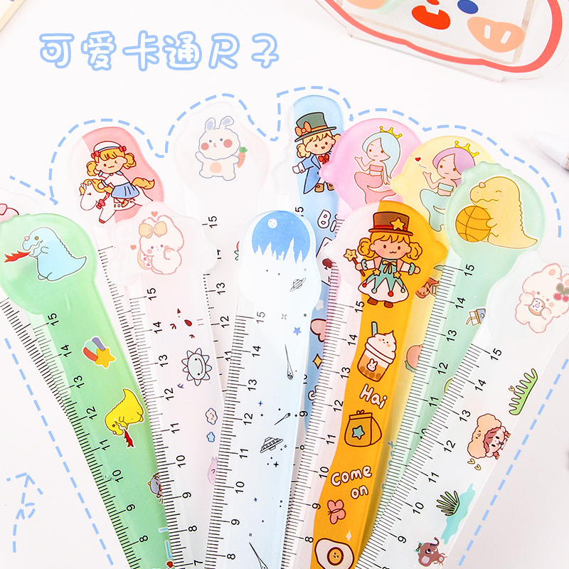 Cute cartoon ruler creative acrylic stationery small gift girl heart ruler student 15cm scale wholesale