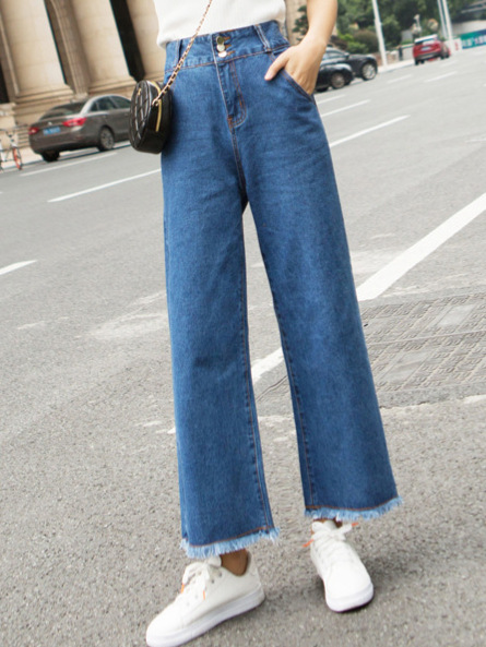 2025 European and American Cross-Border Export Women's Clothing Aliexpress Wish Amazon Spring and Autum High-Waisted Loose Wide-Leg Nine-Point Pants
