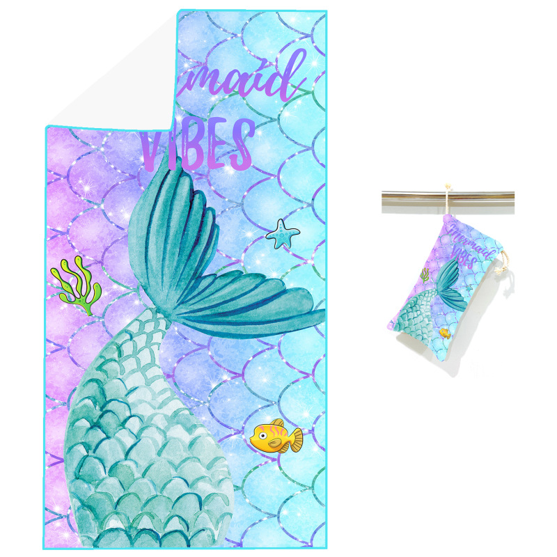 Picture of New Cross-Border Amazon European and American Double-Sided Velvet Quick-Drying Bath Towel Customizable Printed Towel Beach Swimming Beach Towel