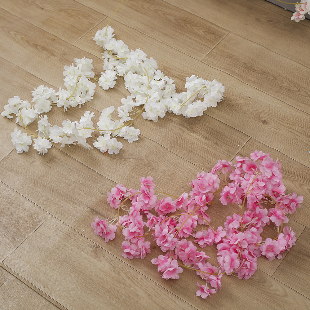 Picture of Cherry Blossom Rattan Flower Winding Air Conditioning Duct Vine Shaded Flower Tree Simulation Peach Blossom Decorative Flower Vine Artificial Flower Vane