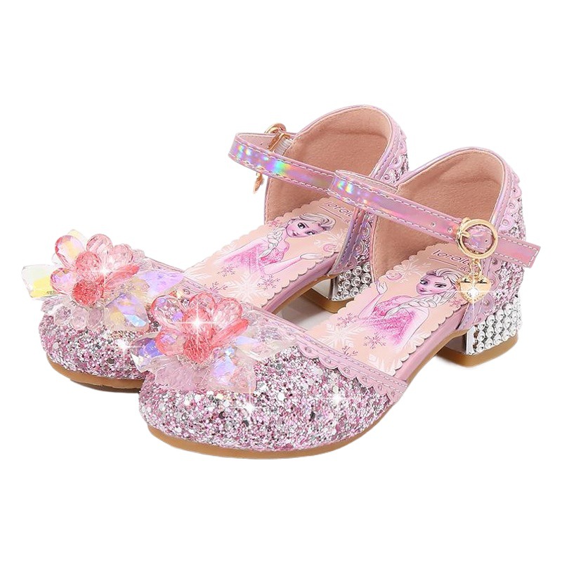 Children's Princess Shoes, Summer Girls' High Heels, Baby Sandals, Crystal Shoes for Big Kids and Little Girls, Princess Style