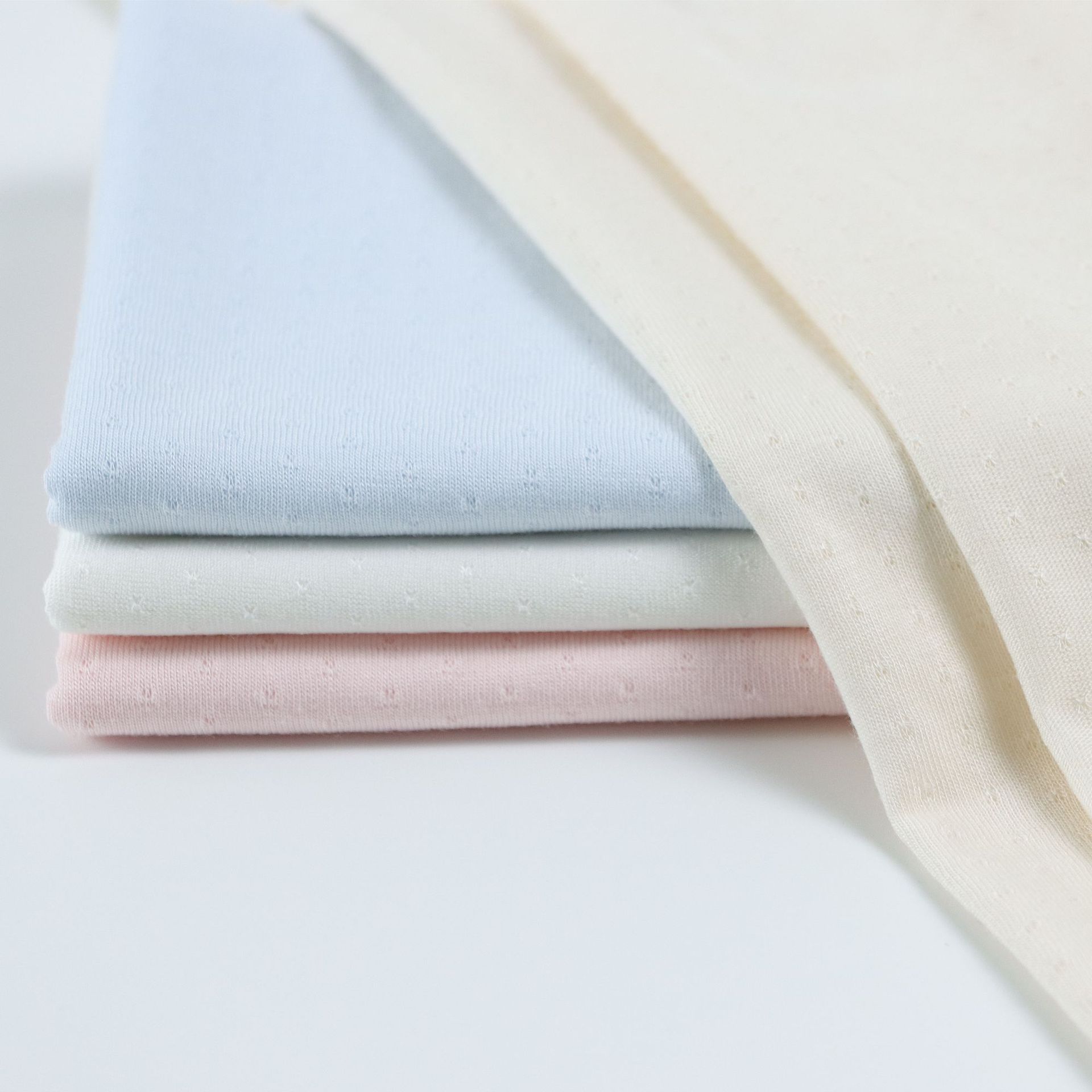 Picture of Baby Summer 135g Jacquard Mesh Bamboo Cotton Sweat Pajamas Climbing Wear Bamboo Cotton Fabric Knitted Mesh Point Cloth
