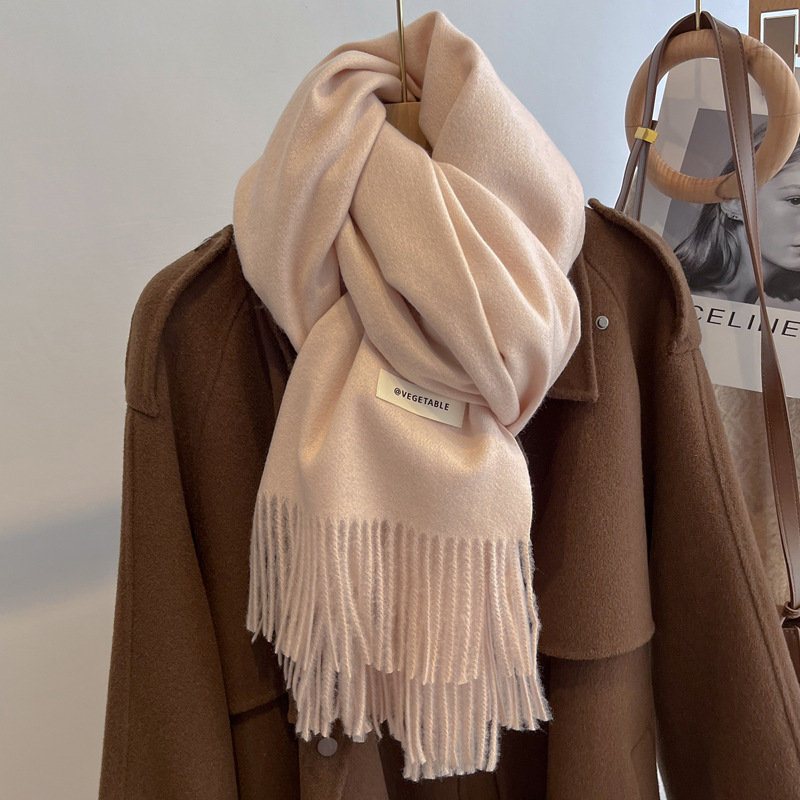 Picture of Blue Imitation Cashmere Scarf for Women 2025 New Winter K-Style Thickeneded Light Blue Scarf Versatile Dual-Use Shawl