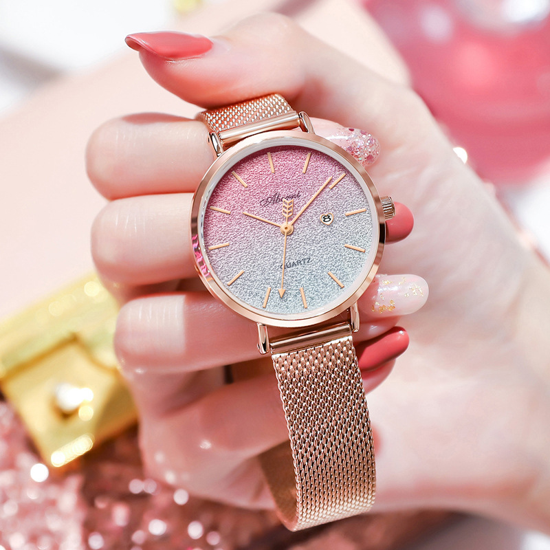 Yapini Women's Watch Cross-border Foreign Trade Explosions Star Watch Female Student Gradient Watch Calendar Quartz Watch