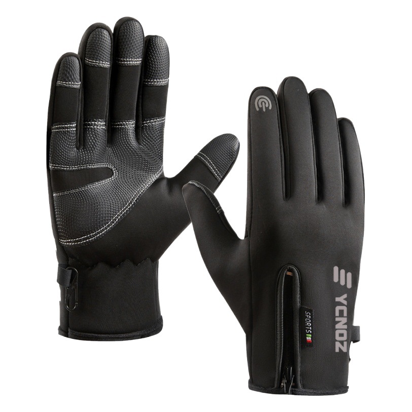 Winter Cycling Gloves for Men and Women Skiing Outdoor Sports Touch Screen Non-Slip Mountaineering Zipper Motorcycle Warm Gloves