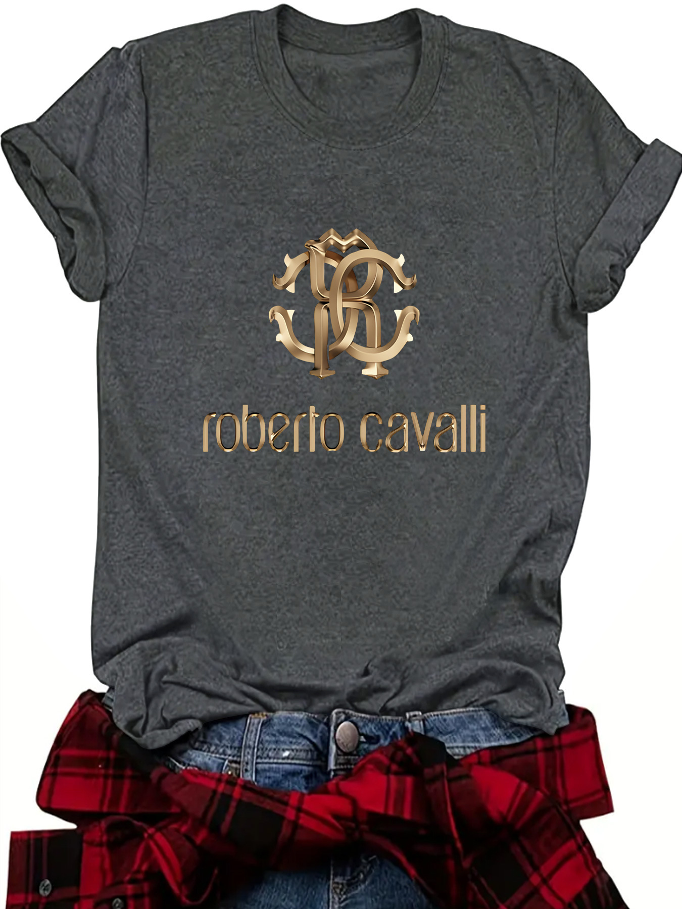 Amazon Europe and America Summer Women Heavy Metal Pattern Round Neck Short Sleeve Casual Fashion Explosions T-shirt Foreign Trade Women's Explosions