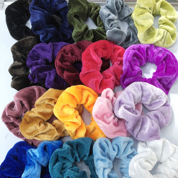 Picture of Amazon Gold Velvet Cloth Pig Intestine Hair Ring Velvet Mother Headband Grandma Jewelry Rubber Band Wholesale