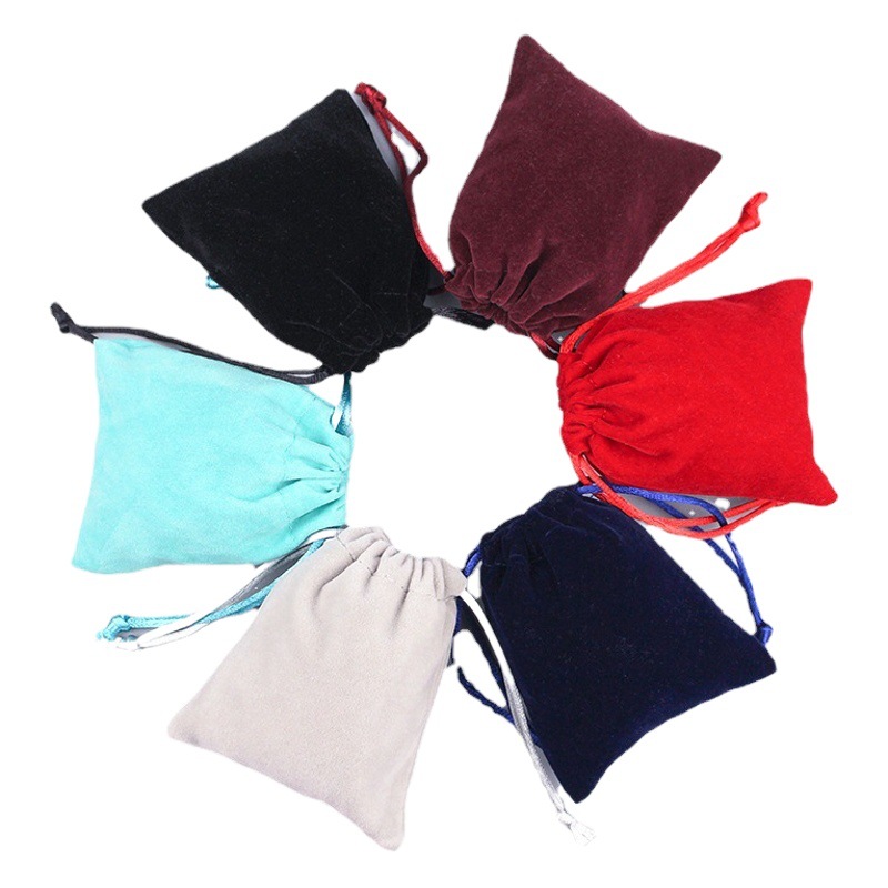 Manufacturer Wholesale Good Material Plush Jewelry Storage Bag Cross-Border Hot Selling Drawstring Velvet Drawstring Pocket Velvet