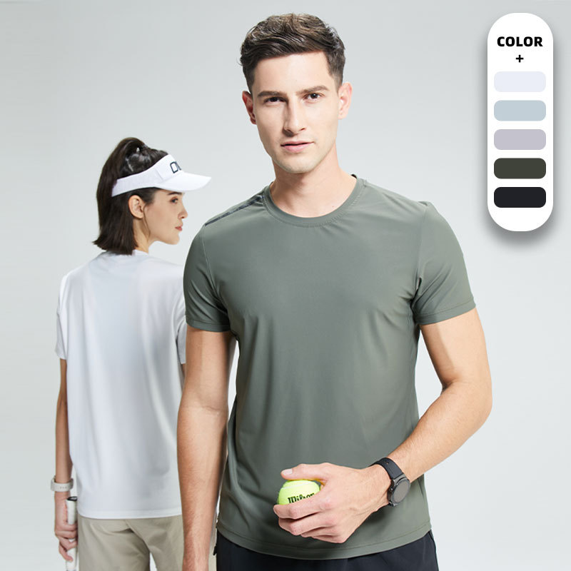 Printed Quick-drying Clothes T-shirt Men's Fitness Running Loose Round Neck Summer Ice Silk Training Clothes Base Sports Short-sleeved Men's