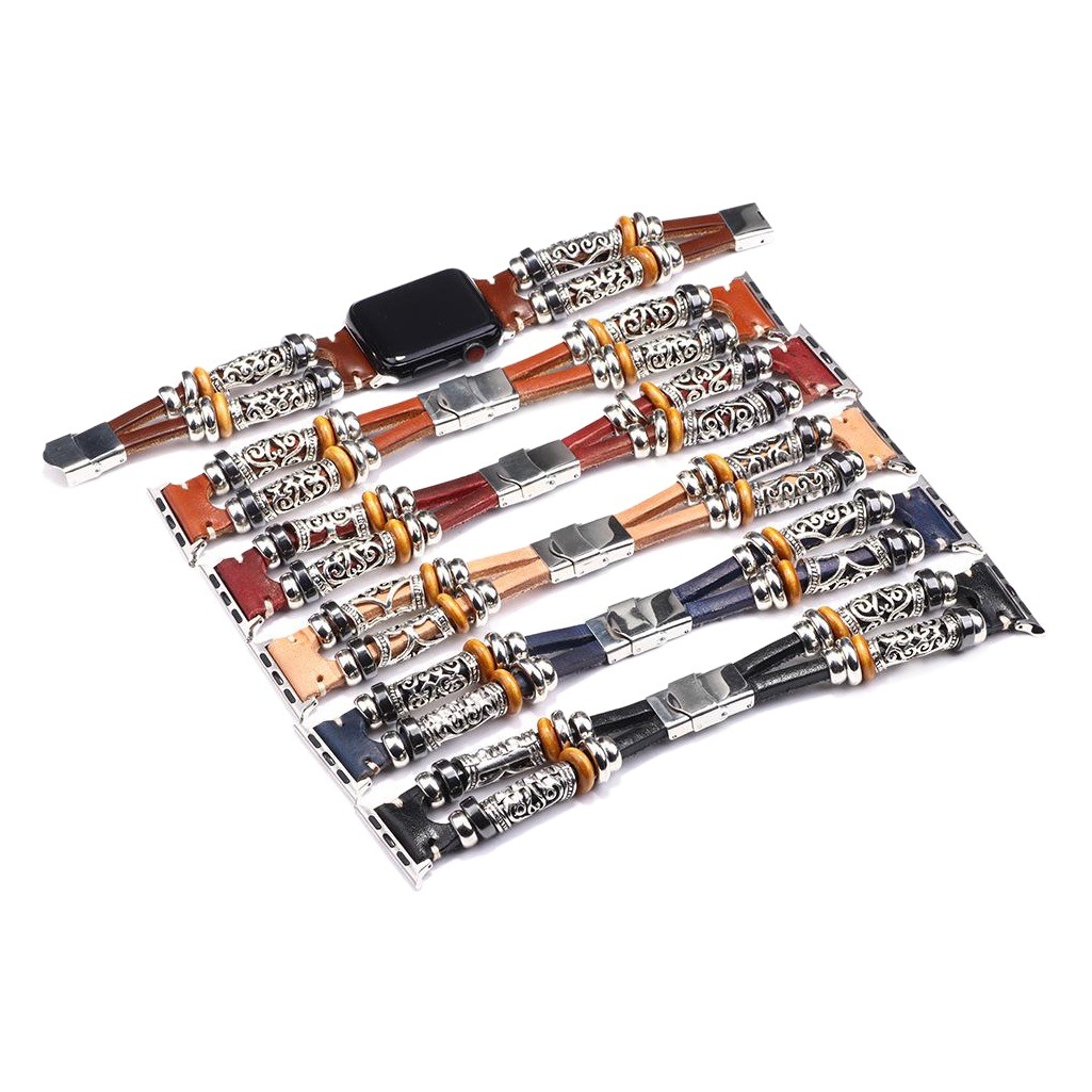 Foreign Trade Explosions Suitable for iwatch Strap Genuine Leather Apple Watch Bracelet Smart Watch Accessories Watch Strap for Men