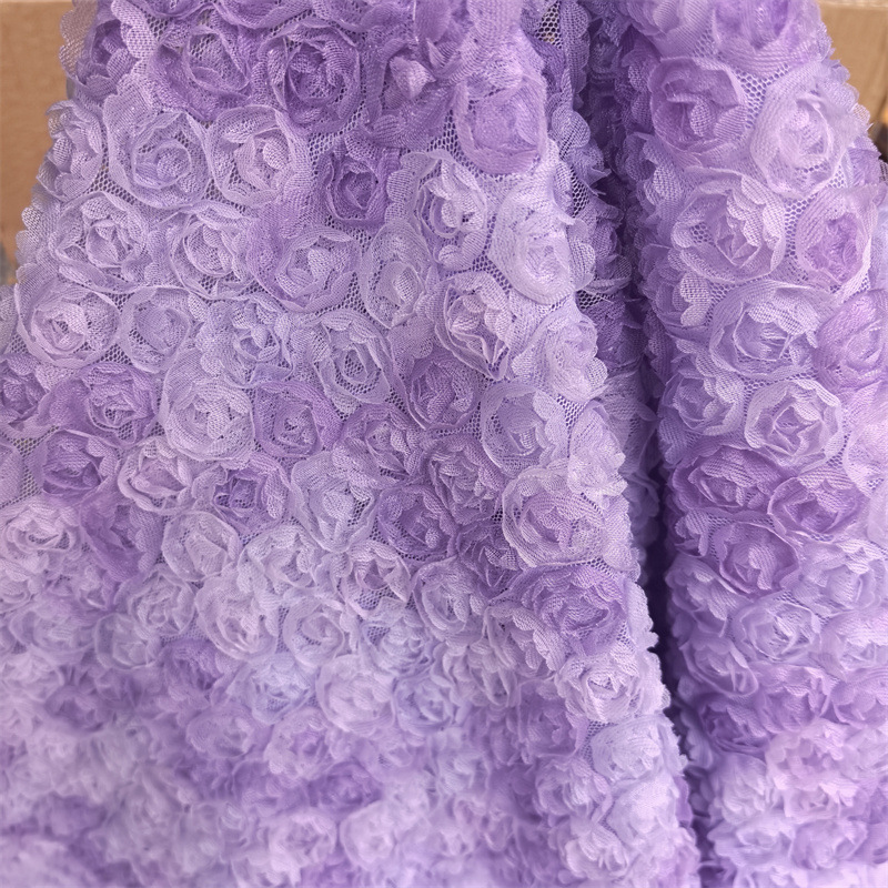 Picture of 3D Three-dimensional Small Rose Chiffon Disc Flower Mesh Embroidered Children's Clothing Hanfu Skirt Lace Lace Wedding Fabric Multicolor