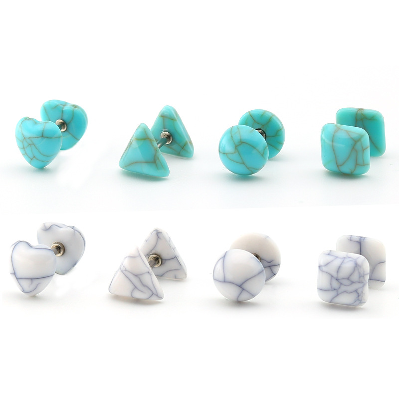 Europe and the United States hot-selling simple personality turquoise Australian gem earrings geometric heart-shaped female earrings manufacturers cross-border wholesale