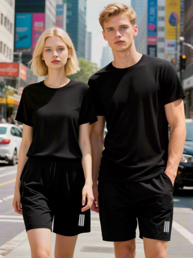 Picture of New Casual suit Men's Summer Thin Breathable Quick-drying Short-sleeved Shorts Green plus size Loose Sports Two-piece Set