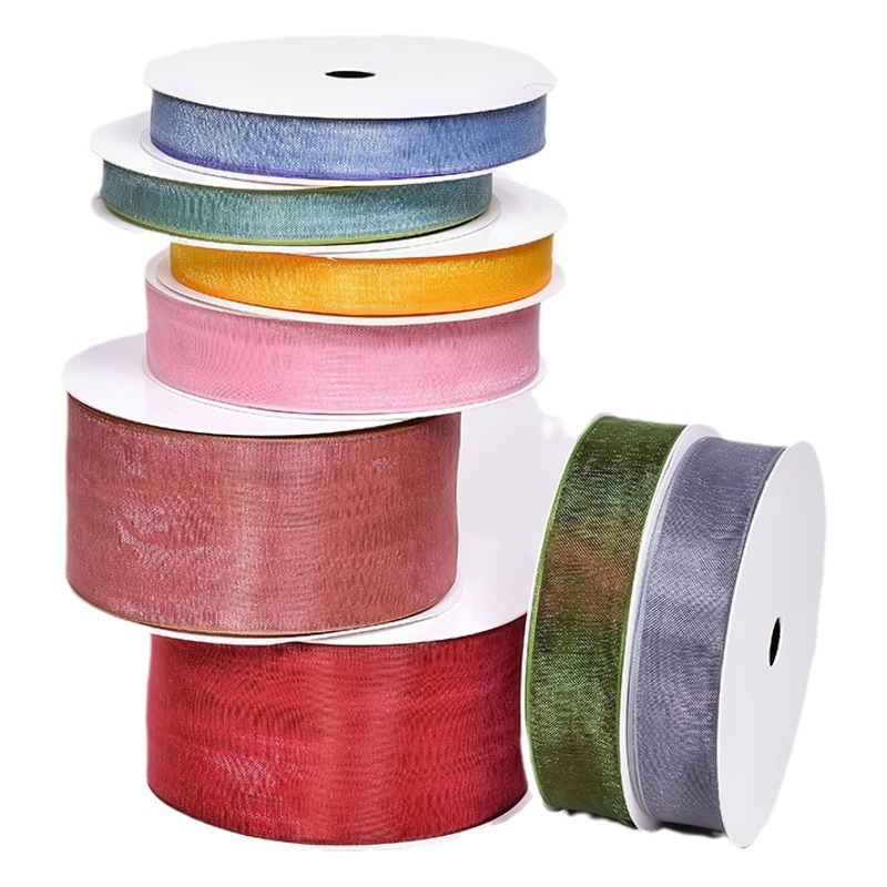 Yao Ming Ribbon Cross-Border New Product 10 Size Packaging Han Dynasty Headwear DIY Gradient Gauze Ribbon Gradient Symphony Snow Gauze Ribbon