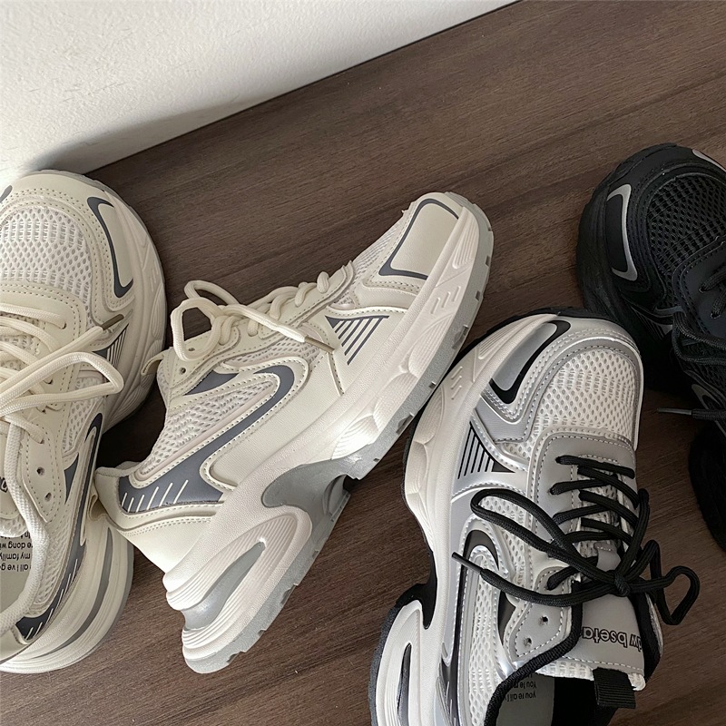 Torre Shoes Women's Shoes 2024 New Summer Early Autumn Mesh Shoes Breathable Mesh Top Explosions Thick Bottom White Shoes sneaker