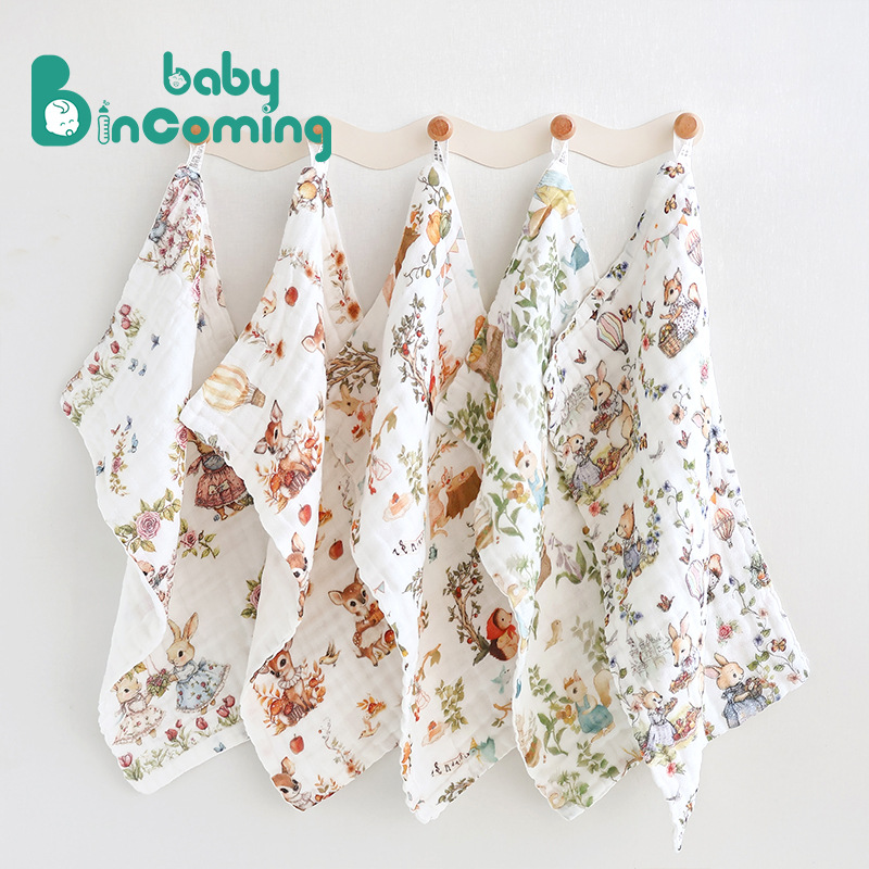 Baby Type A Gauze Towel Cotton Children's Wash Towel Small Square Towel Slipper Towel Newborn Baby Bathing Face Wash Hand