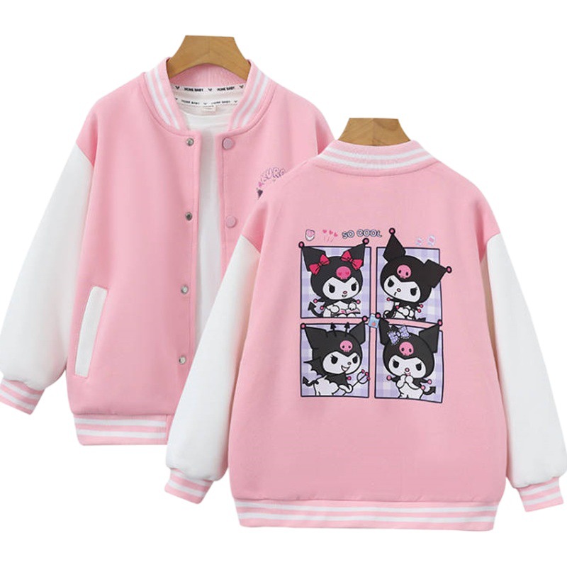 Girls' Velvet Jacket for Autumn and Winter Thickened Warm New Children's Cardigan Baseball Suit Big Children's Kulomi Top