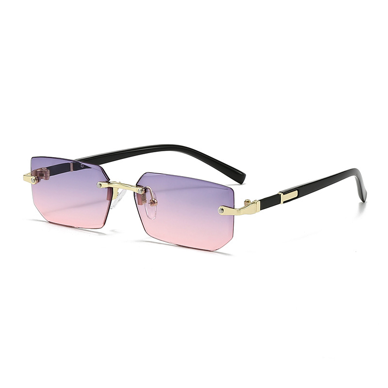 Picture of New Rimless Fashion Sunglasses European and American Trendy Cut-Edge Sunglasses Personalized Jelly Color Sunglasses Rimless Sunglasses