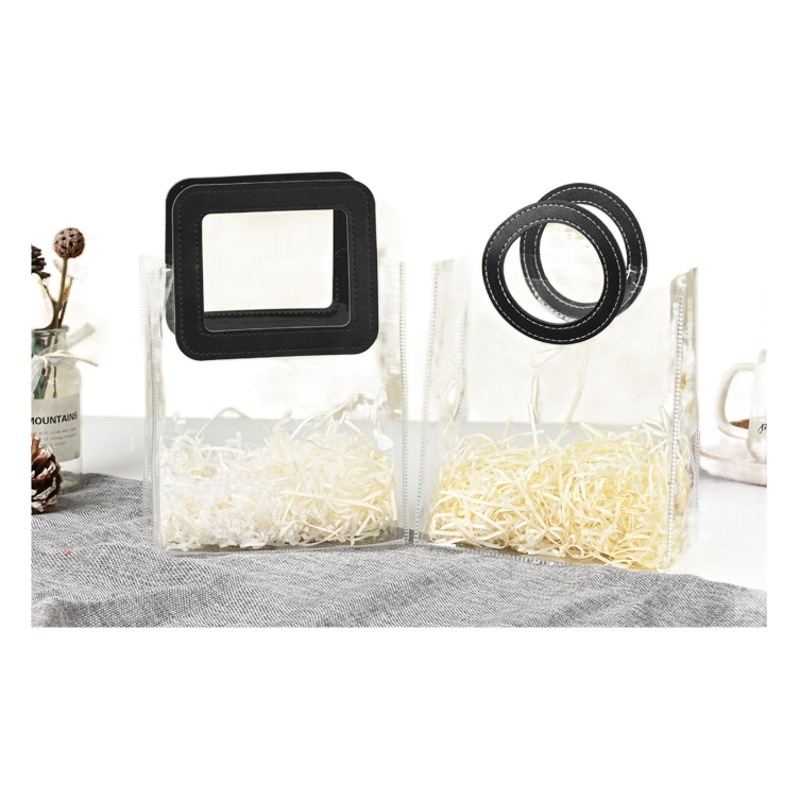 in stock PVC Handbag Custom Ins Transparent Hand Gift Bag Wedding Candy Bag Christmas Gift Toy Gift Bag
