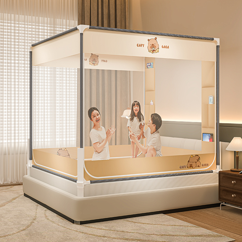 Picture of Square Top Reinforced Fence Cartoon Mosquito Net Household Children's Drop-resistant Three-door Mongolian Yurt Mosquito Net Nantong Home Textile