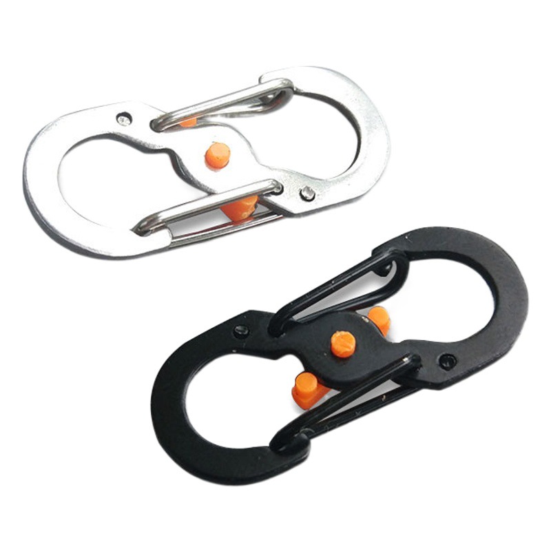 Factory Direct Supply with Lock 8-Character Buckle Anti-Theft S Buckle Anti-Shedding Metal Keychain Creative Small Gift Mini Quick-Release Buckle