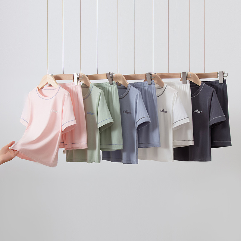 Picture of Summer Boys' Short-sleeved Shorts Modal Children's Pajamas Girls' Parent-child Home Clothes suit Children's Air-conditioning Clothes