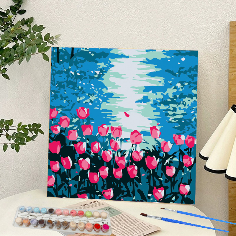Picture of Digital oil painting landscape Dafen village hand-painted mathematical oil painting coloring painting oil painting flowers flower oil painting wholesale