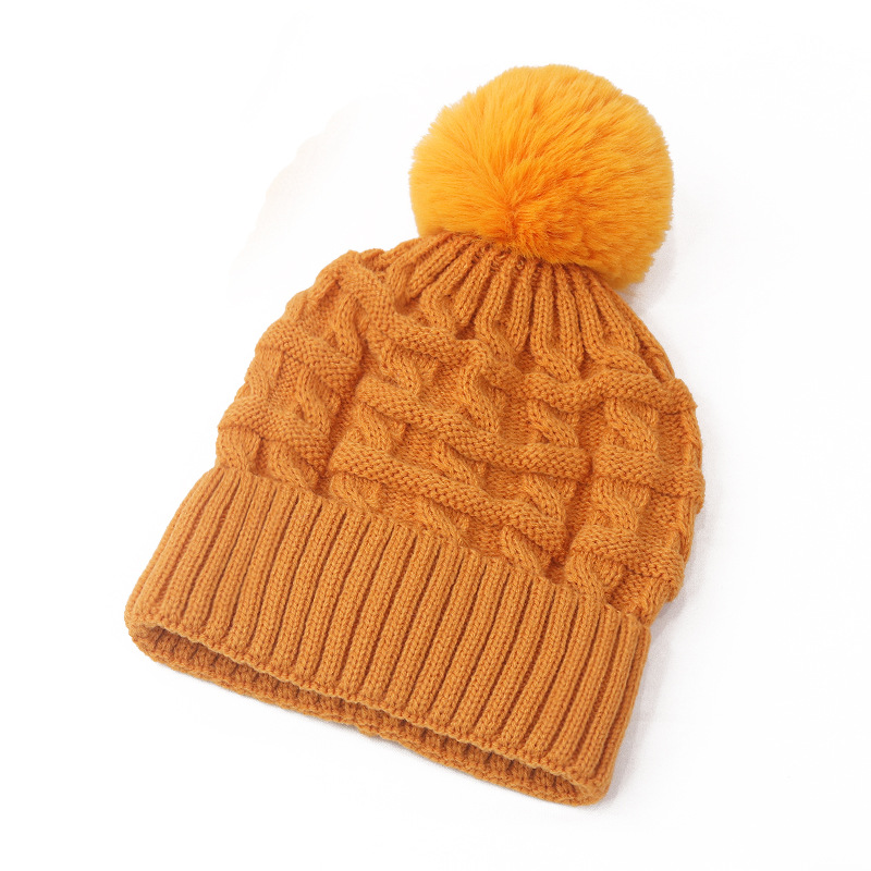 Picture of Hat Women's Korean-style new hat fur ball thickened thick wool knitted hat autumn and winter warm earmuffs hat student fleece-lined