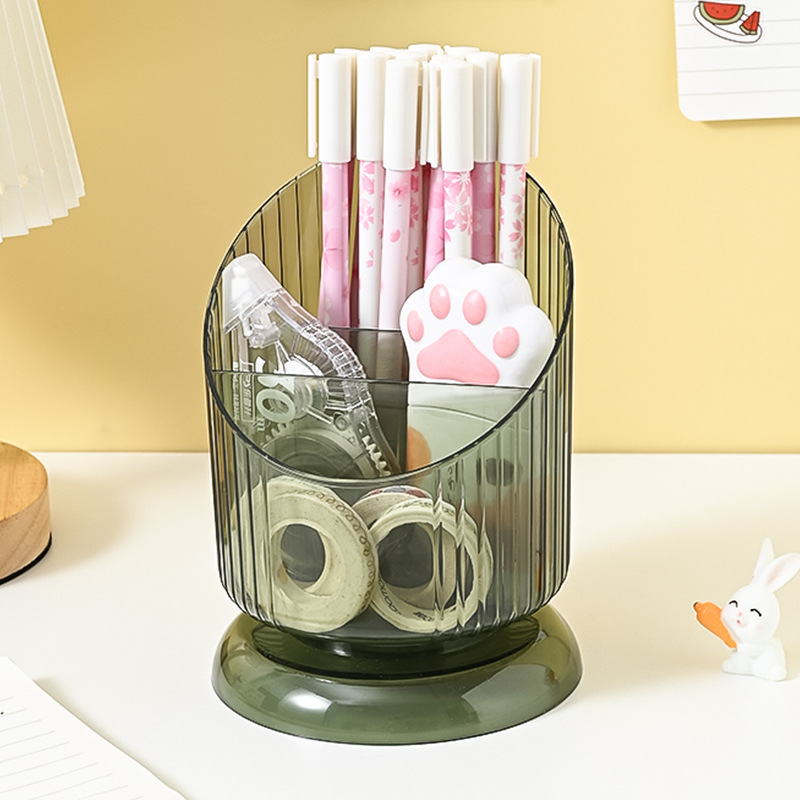 Picture of Desktop Transparent Pen Holder Student Holder Acrylic Desk Storage Box Study Stationery Small Pen Barrel Remote Control Storage