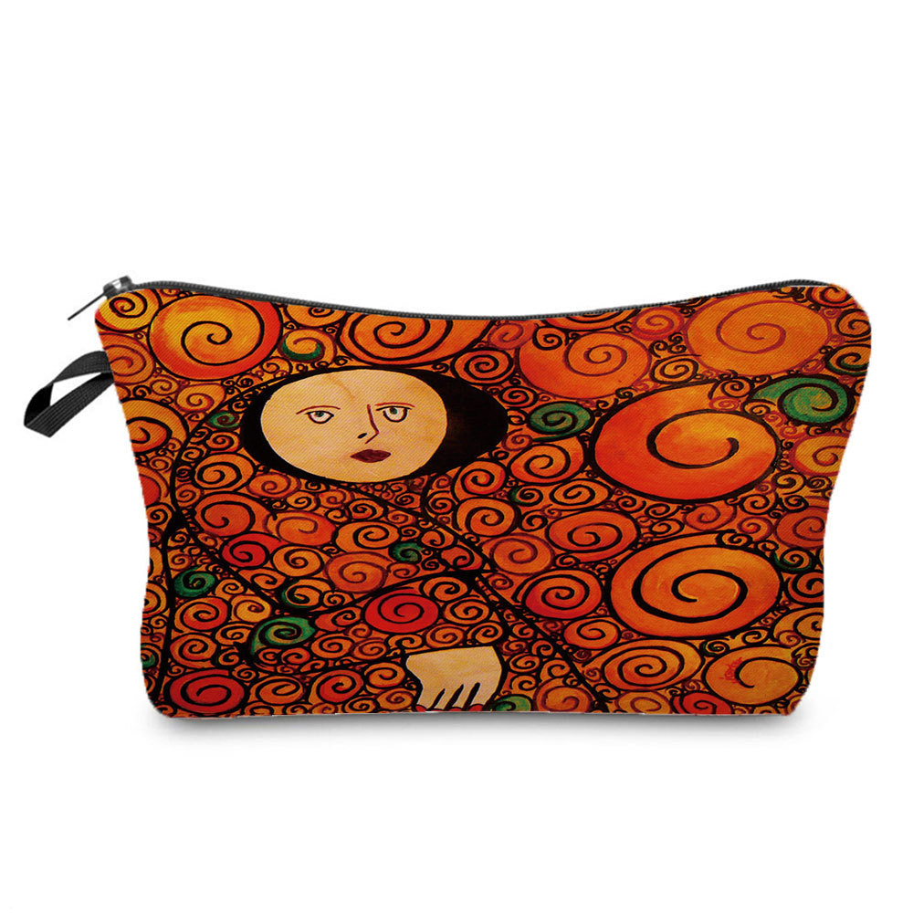 Picture of Personalized fashion cosmetics storage bag new goods wholesale golden oil painting printing cosmetic bag large capacity wash women's bag