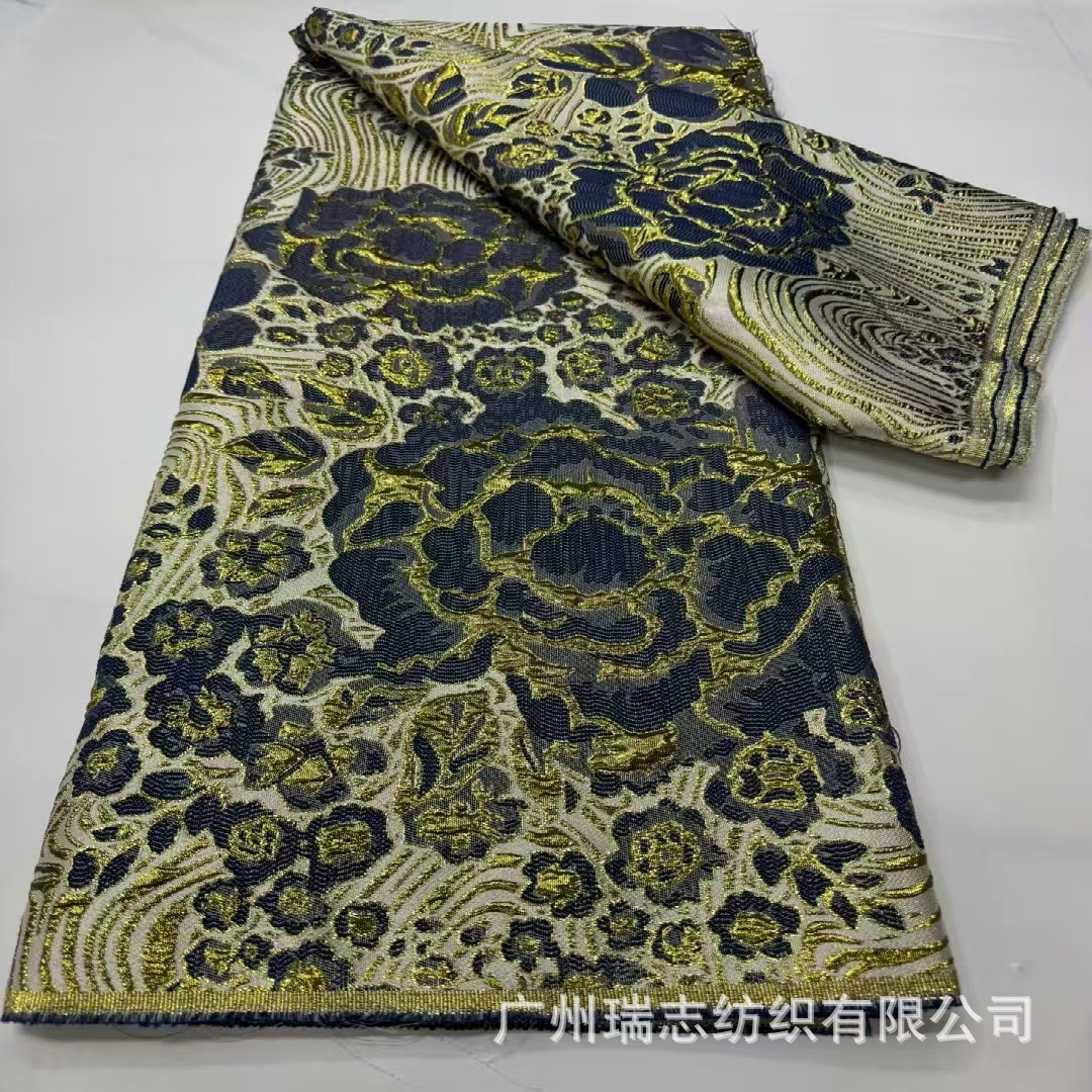 Picture of Chinese Style Embossed Flower Pattern Jacquard Fabric European and American Catwalk Fashion Cheongsam Evening Dress Lace Cloth Brocade