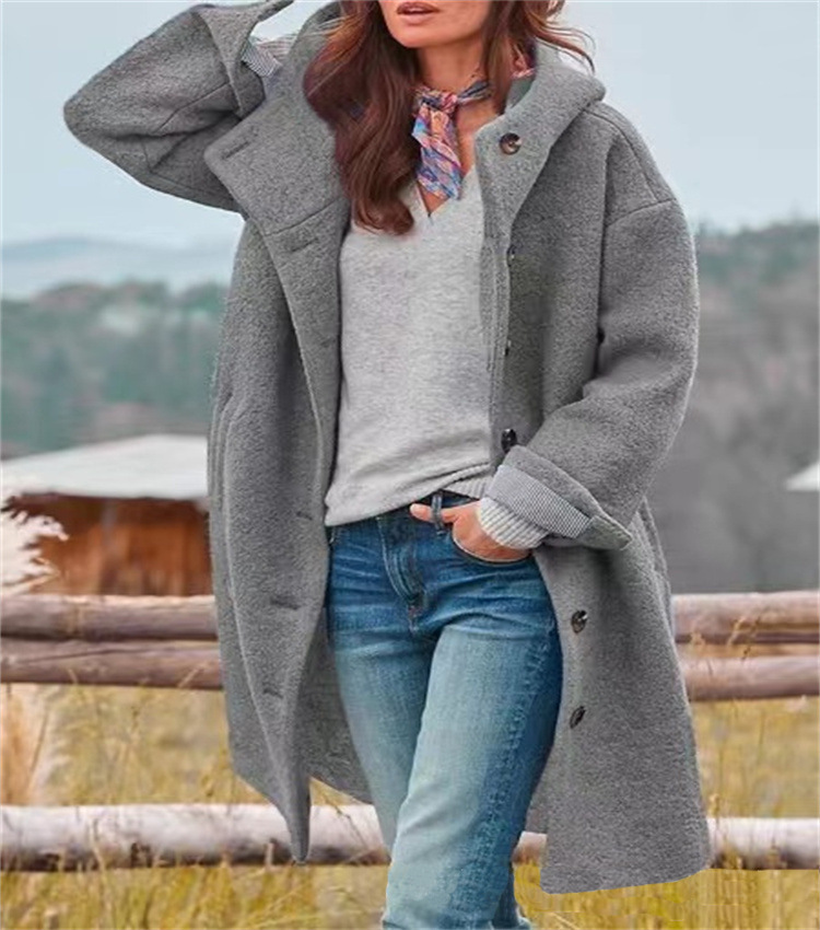 Picture of 2023 Amazon AliExpress women's trench coat American woolen coat autumn and winter New in stock cross-border wholesale Ebay