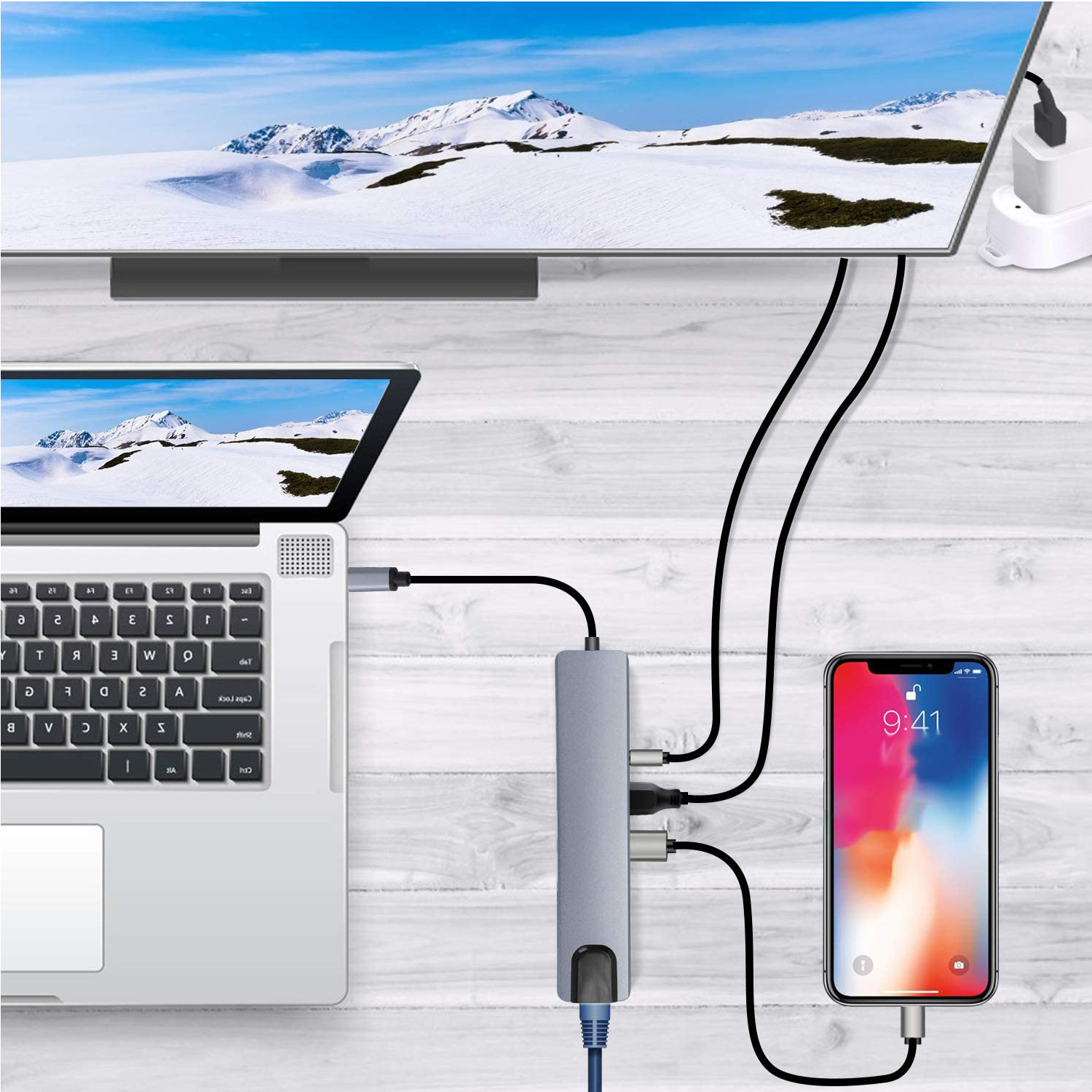 Picture of Type c eight-in-one expansion dock USB-C to HDMI4k30hz USB3.0PD card reader multi-function converter