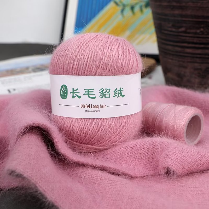 24 2 long wool mink velvet 50g high-grade fine yarn lady shawl hat scarf soft companion thread