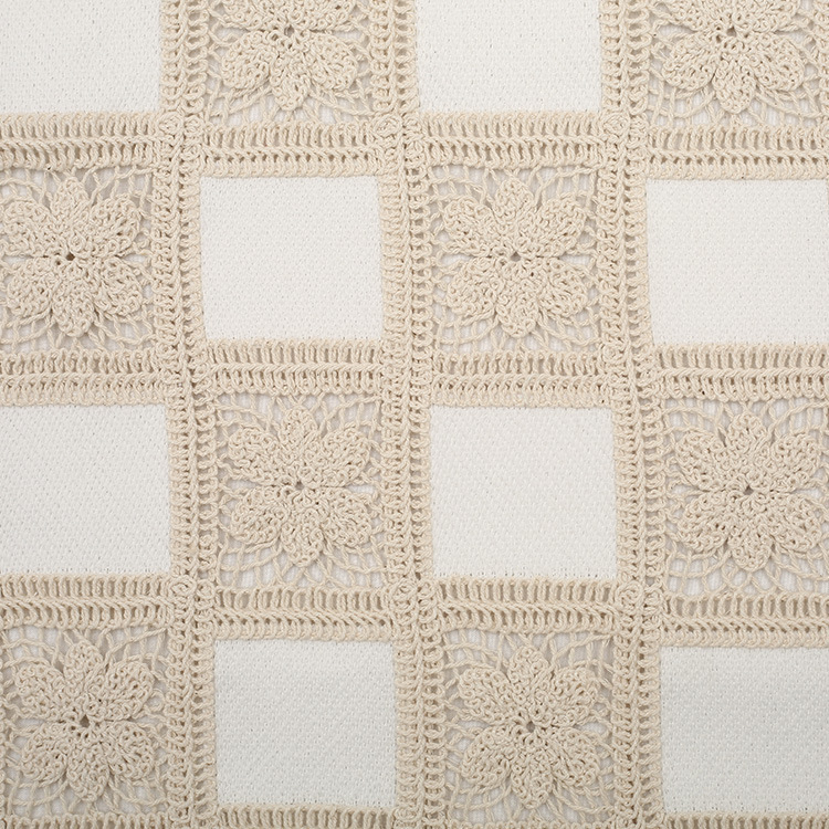 Picture of Factory supply strand hook flower three-dimensional cotton rope chessboard Grace embroidery cloth autumn and winter women's clothing dress fabric