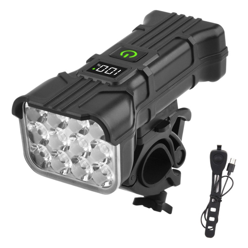 Cross-border new bicycle headlight night riding light USB charging bright mountain horn warning light 12LED bicycle light