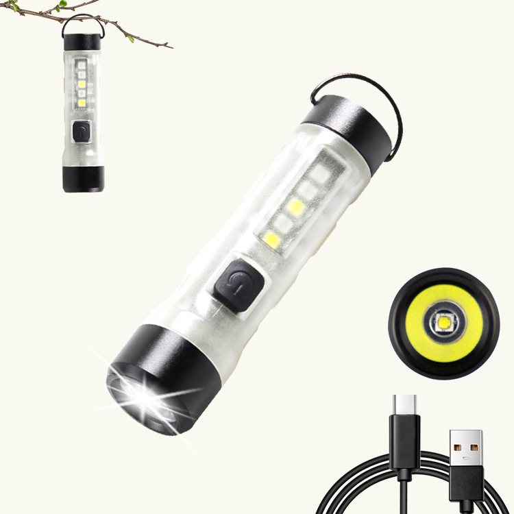 Cross-Border Epilepsy Mini Keychain Light Multi-Function Strong Light Sst20 Small Flashlight Type-C Charging Interface Flashlight