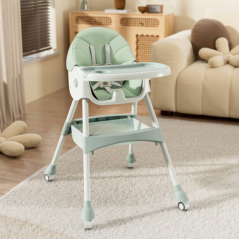 Multifunctional Children's Dining Chair Metal Folding Baby Growth Chair Baby Portable High Chair Rocking Chair Eating Chair