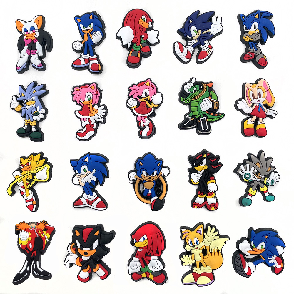 suit Sonic Hedgehog Sonic Hedgehog Shoes Flower Shoe Buckle PVC Soft Rubber Croc Shoe Flower Shoe Buckle Shoe Accessories