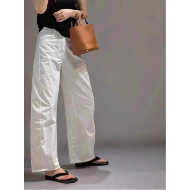 White Cotton and Linen Pants, Loose and Lazy Style Casual Pants for Women, Spring and Summer Thin Banana Pants, Straight Slimming Wide Leg Pants