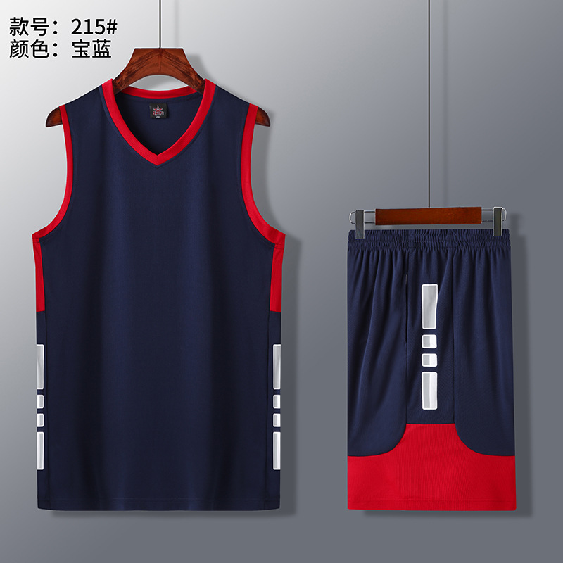 Picture of 2021 summer new in stock dry breathable sweat-absorbent sweat-wicking sports breathable quick-drying V-neck basketball clothes suit adult