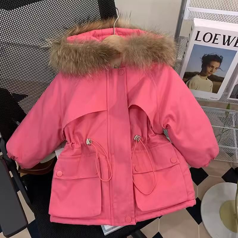 Picture of Girls' 2024 New Cotton-padded Coat Winter Clothes Children's Korean-style Mid-length Cotton-padded Coat Baby's fleece-lined Thickened Jacket Parker Clothes