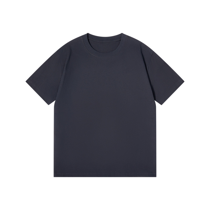 Picture of Japanese Style 230g Pure Cotton Short-Sleeved T-Shirt Women's Right Shoulder Round Neck Top Pure Color Half-Sleeved Bottoming Shirt Clothes Men's Wholesale