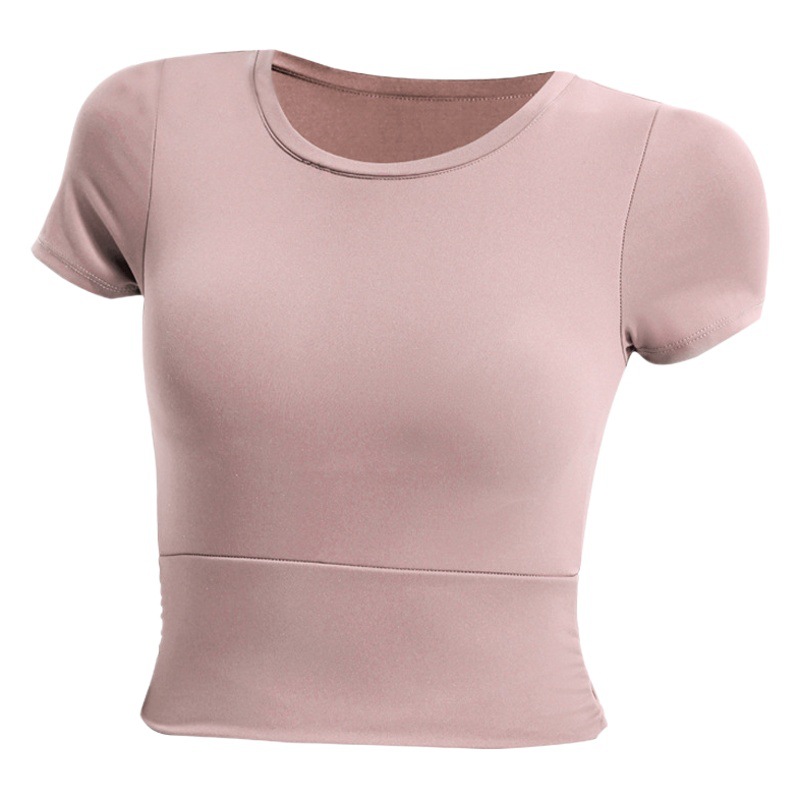 Picture of Summer New Cross-border Sexual Sports Top with Chest Pad Women's Short Tight Yoga Clothes Slim-fit Short-sleeved Fitness Clothes