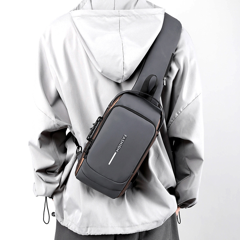 Picture of Chest Bag Men's 2024 Amazon New Multi-functional Anti-theft Combination Lock Shoulder Bag Men's Fashionable Crossbody Bag