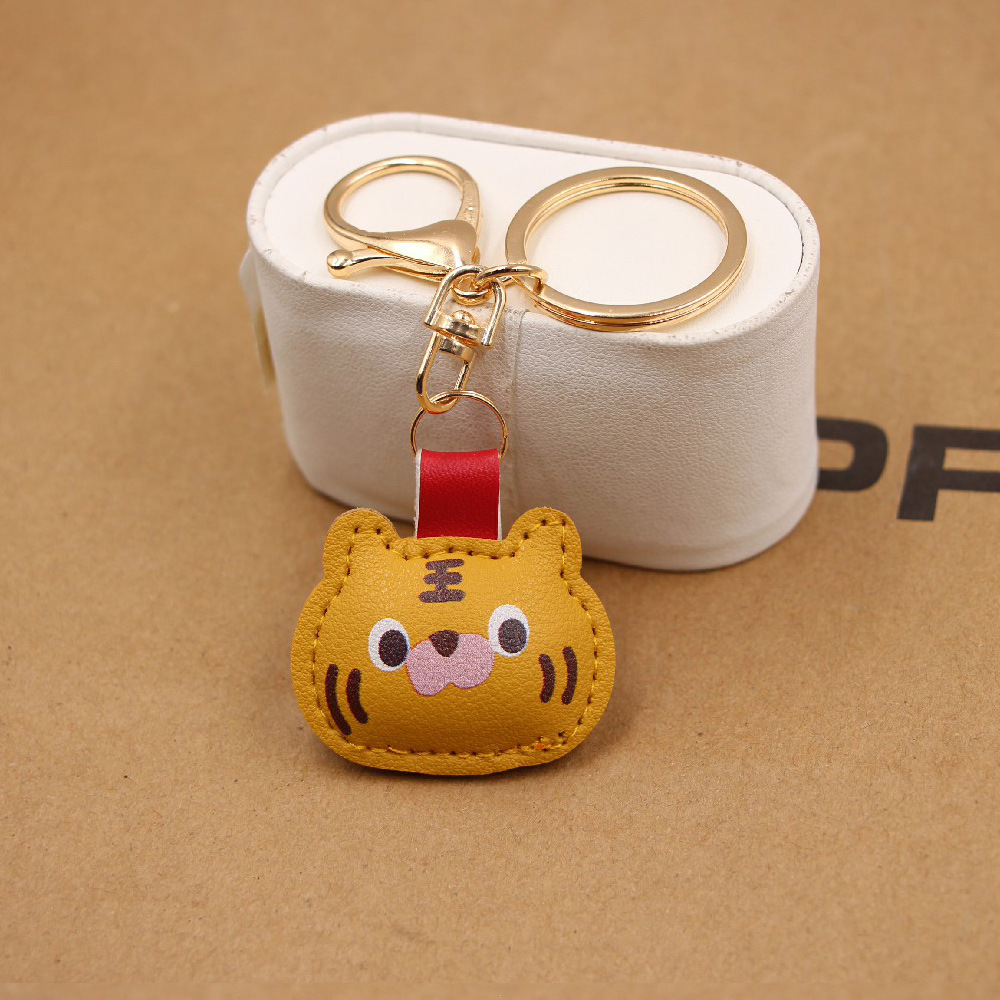 Cute Little Fuhu Leather Boutique Gold Keychain Pendant Year of the Tiger Bag Accessories Pendant Set Hanging System