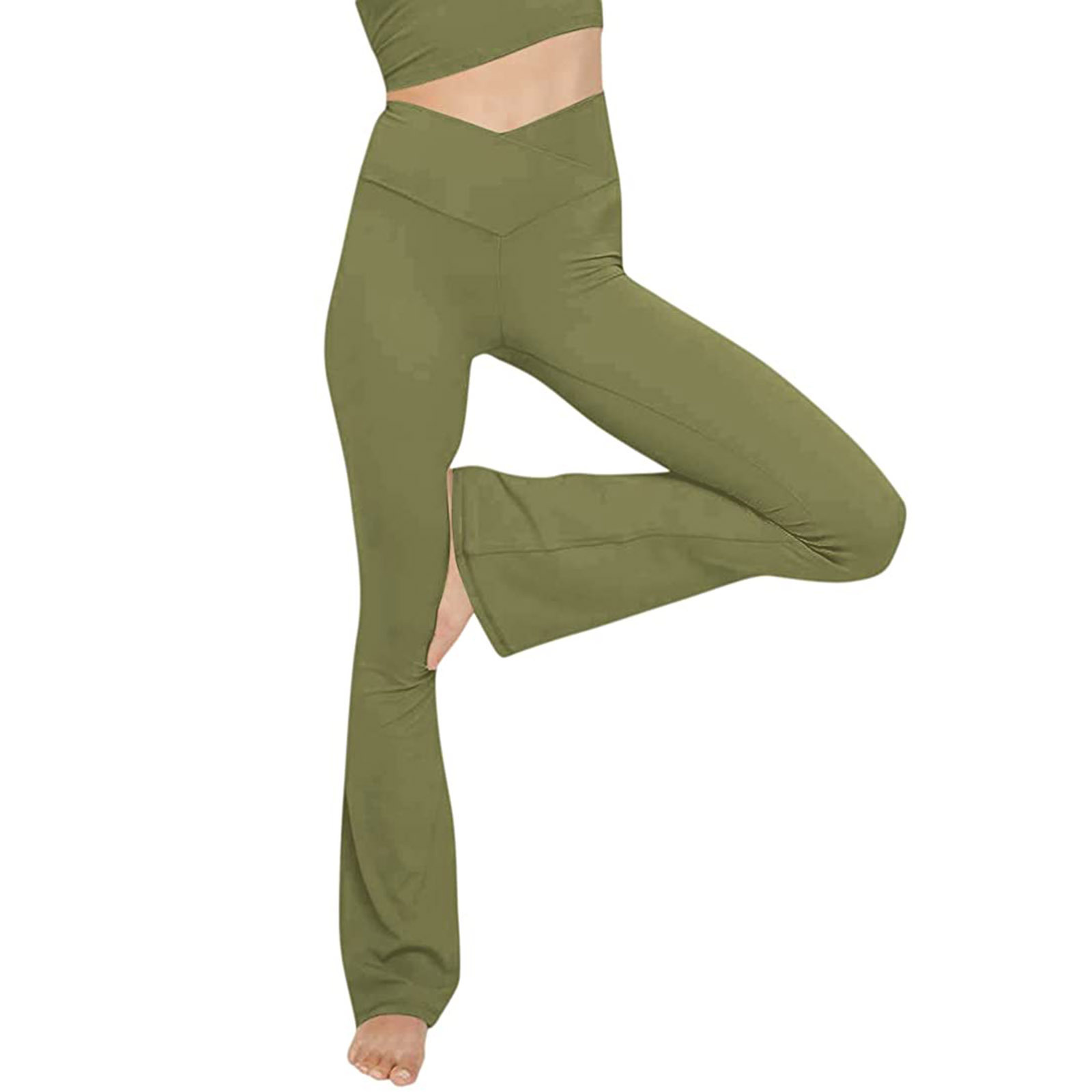 Picture of Amazon Cross-border New Women's High Waist V-shaped Cross Leisure Sports Fitness Horn Yoga Pants XY840 Plain