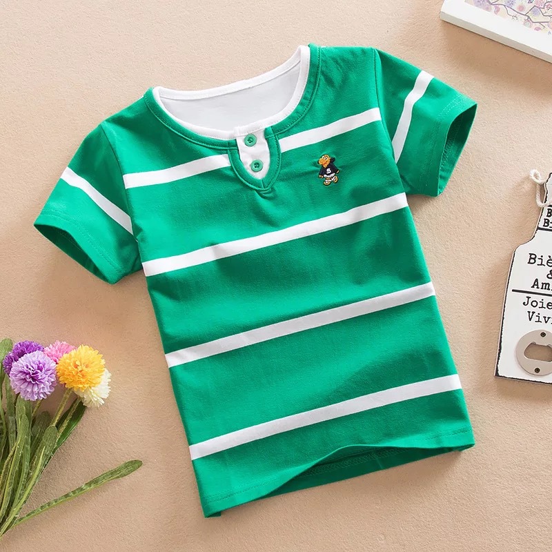 Striped brand children's clothing 2022 summer new wholesale children's short sleeve T-shirt boys and girls baby clothes a consignment